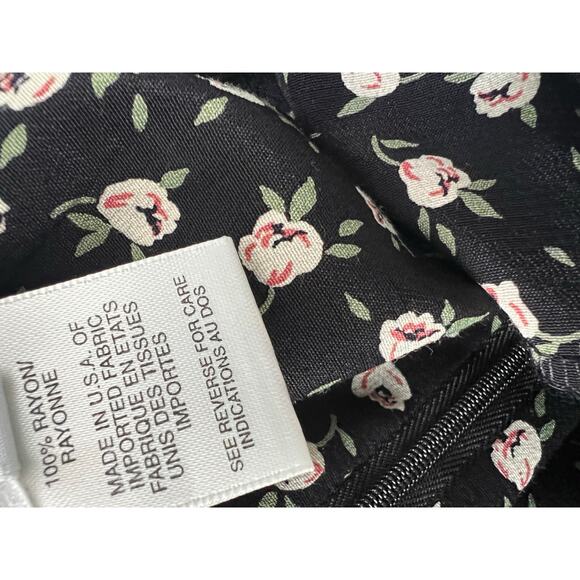 Talbot’s Vintage 90s Black Floral Dress Goth Grunge Contrast Collar Tie Waist 10 - Picture 5 of 5